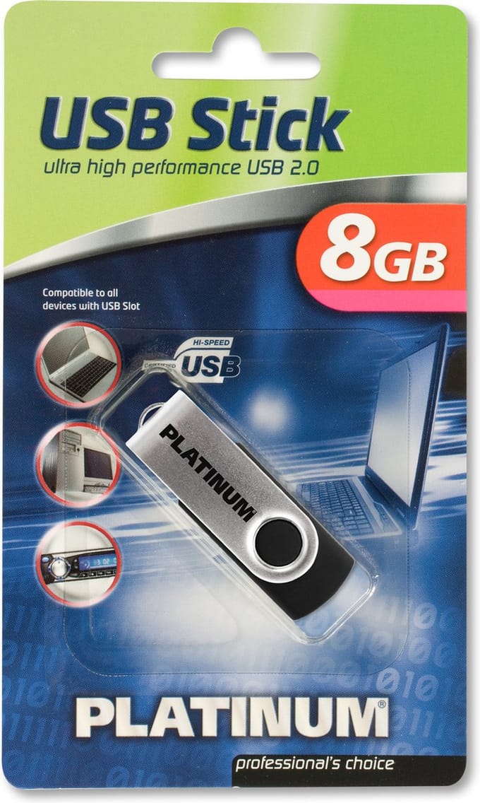 Platinum TWS USB-stick 8 GB Zwart 177560-3 USB-A 2.0