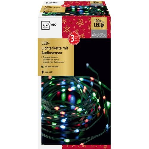 LIVARNO HOME LED-lichtsnoer met audiosensor 100 LED's (Groen)
