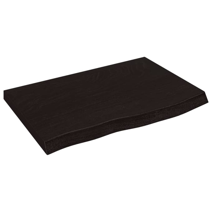 vidaXL - Wastafelblad - 60x40x(2-6) - cm - behandeld - massief - hout - donkerbruin