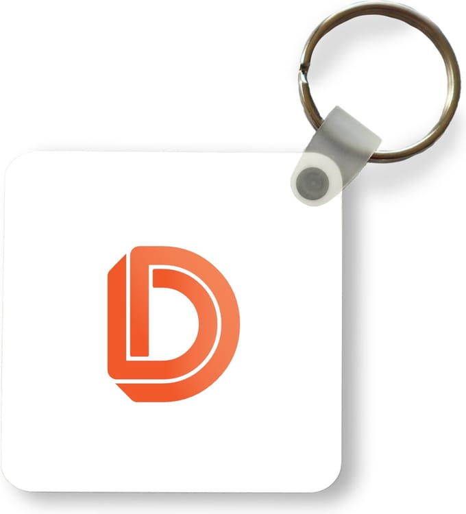 Sleutelhanger - Uitdeelcadeautjes - Een illustratie van de letter D in het oranje - Plastic