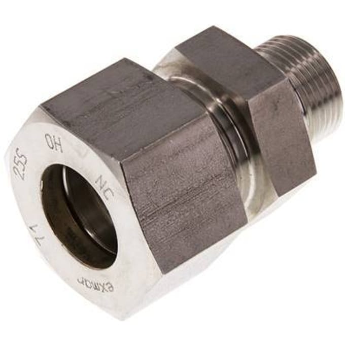 G 3/4'' Buitendraad x 25S RVS Rechte Knelfitting 400 Bar DIN 2353 - FL2S-MO-ST-034G-25-S