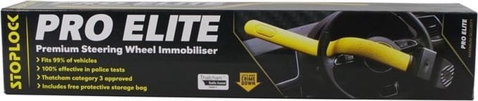 Stoplock Pro Elite Stuurslot - voor auto's, bestelwagens en campers - zwart/geel