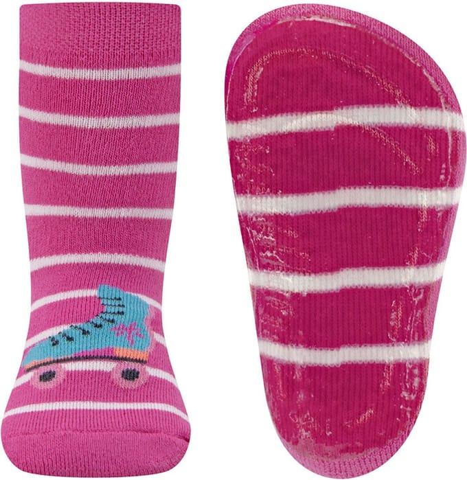 Ewers Antislipsok - Fuchsia Roze & Witte Strepen - Rollerskates Lichtblauw - Elastisch - Siliconenzool-21/22