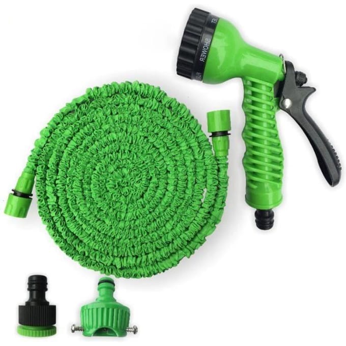 Tuyau d'arrosage extensible retractable 15m - KONVINIT - Pistolet Offert - Vert vert