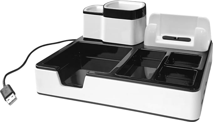 Multifunctionele Bureau-organizer met 3 USB Laadpoorten - Tafelorganizer met Pennenhouder