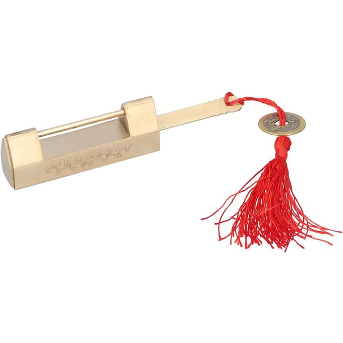 4,4 cm Afstand Mini Vintage Hangslot Dedicated Gesneden Sieradendoos Hangslot met Sleutel beige