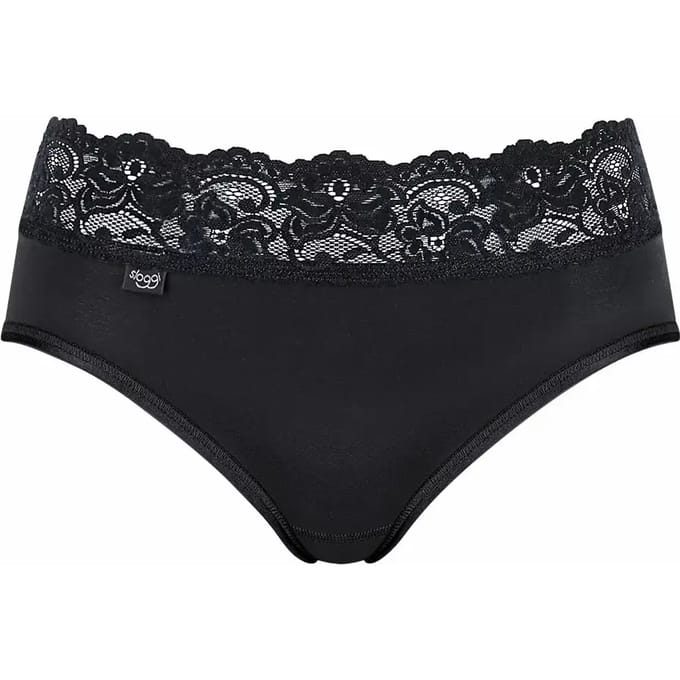sloggi Romance Dames Midi slip met kant - Zwart