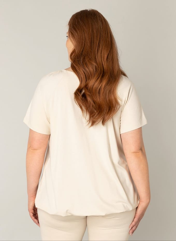 BASE LEVEL CURVY Yoni Jersey Shirt - Light Beige - maat 0(46)