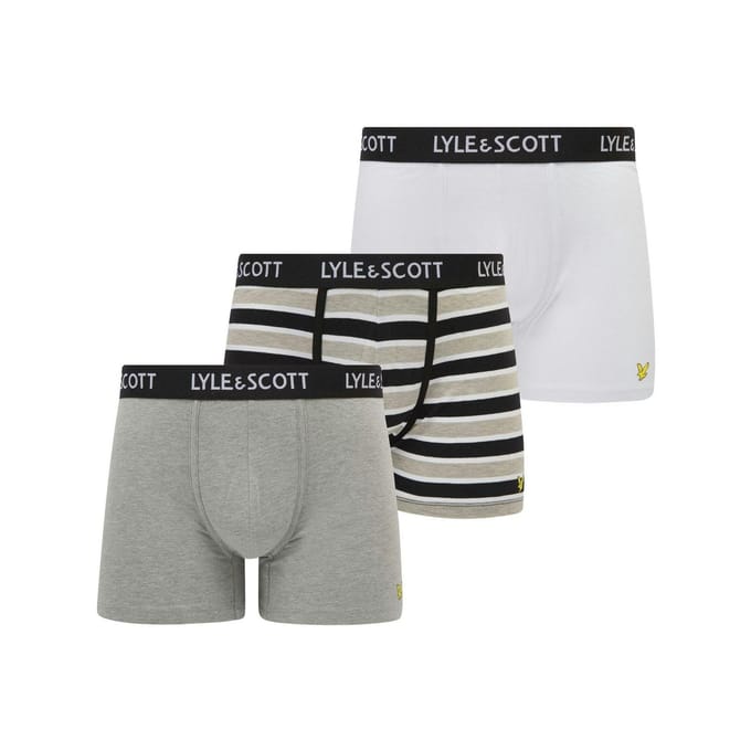 Lyle & Scott Heren Ethan Logo Boxershorts (Verpakking van 3) (Grijs)