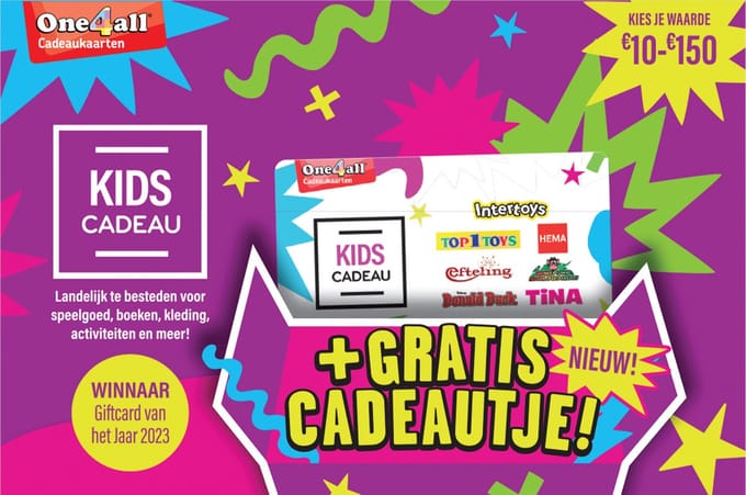 KidsCadeau Surprise met gratis cadeau - Cadeaubon - 75 euro + cadeau-envelop