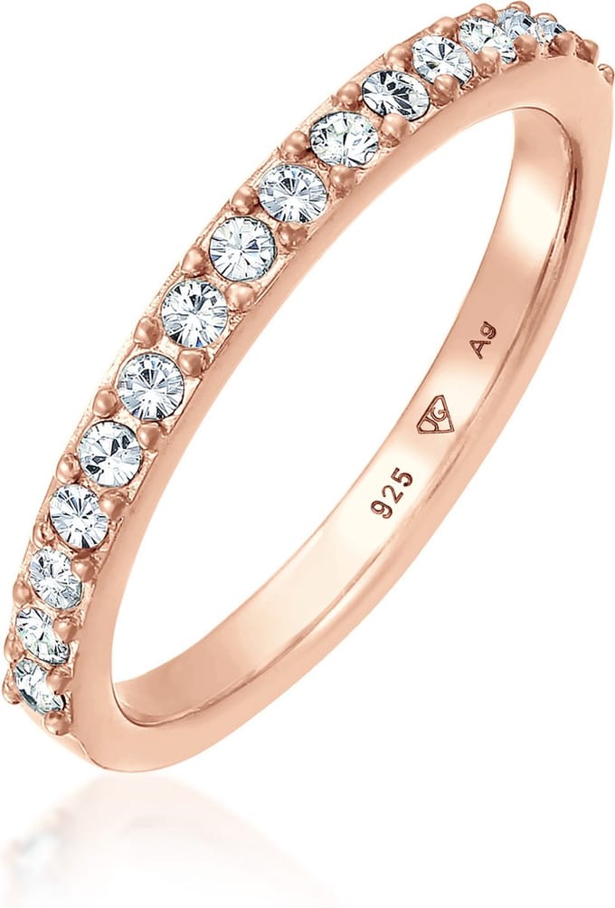 Elli - Ring - Dames Band Memoire Elegant met Kristallen in 925 Sterling Zilver - Dames