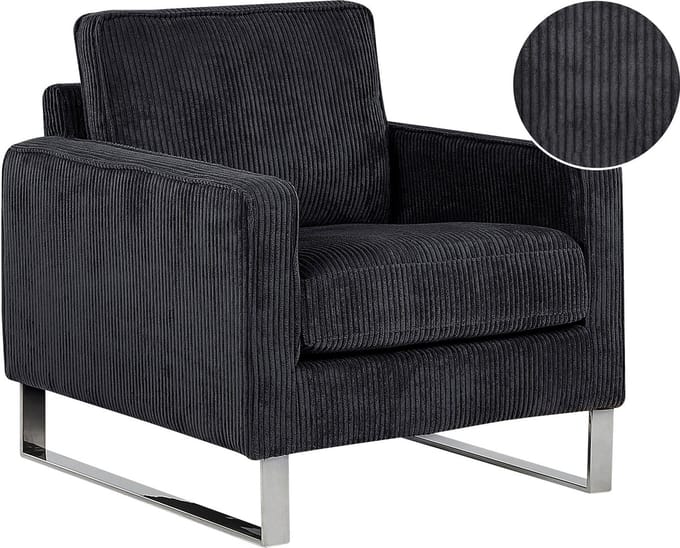 VIND - Fauteuil - Zwart - Corduroy