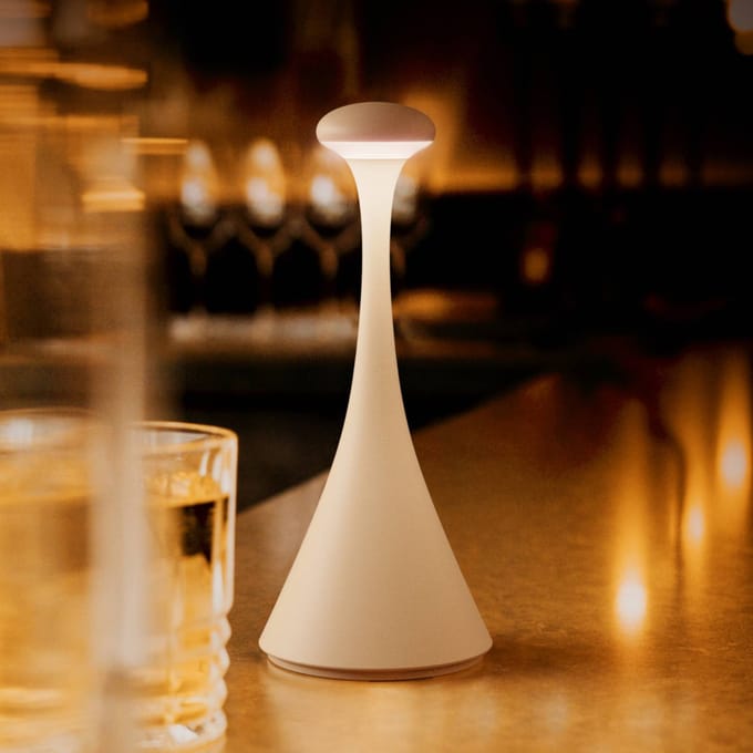 Sigor LED oplaadbare tafellamp Nudrop mini, dune beige, IP54, dimbaar