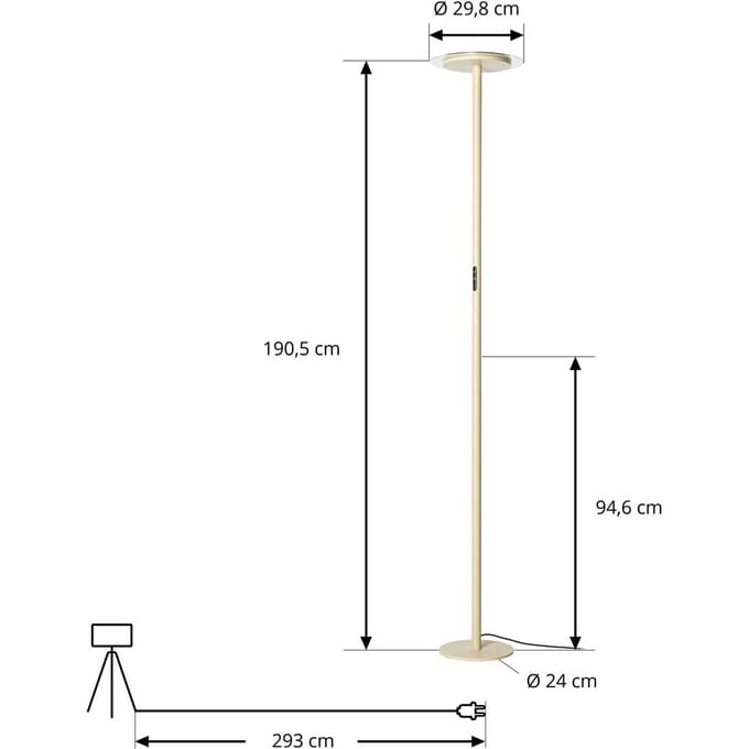 Arcchio LED vloerlamp Frile, beige, hoogte 190 cm, dimbaar