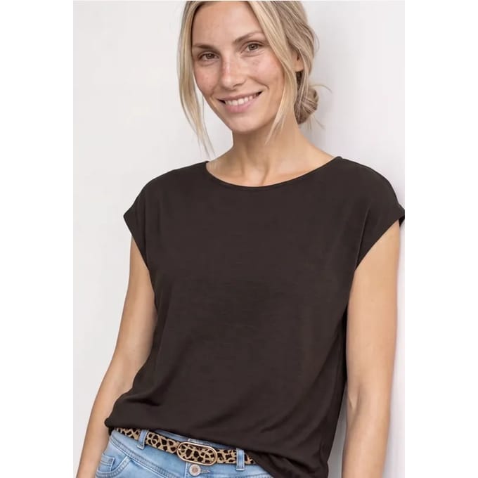 Shirt met hangende schouders en boothals