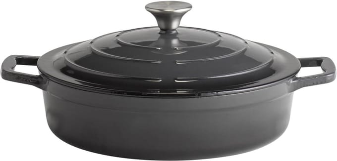 APS braadpan met deksel - 28 cm - 3 liter - gietijzer emaille - antraciet