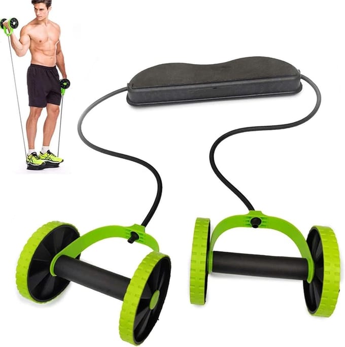 Ab Roller - Buikspierwiel Trainingswiel - Core Versterken - Verstelbare Lengte - 49x21x14 cm - Zwart