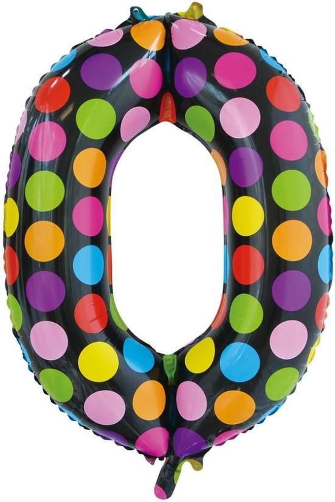 Folie Ballon Cijfer 0 Stippen XL 86cm