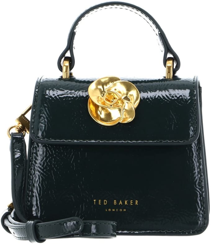Ted Baker schoudertas Roselah Rose Detail Square Mini Top Handle Bag Dark Green donkergroen