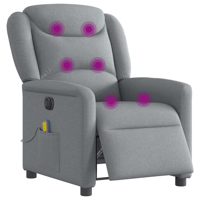 vidaXL - Massagestoel - elektrisch - verstelbaar - stof - lichtgrijs