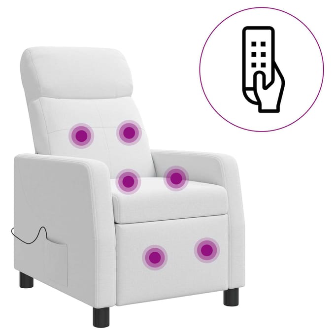 vidaXL - Massage - Relaxstoel - Wit - Stof