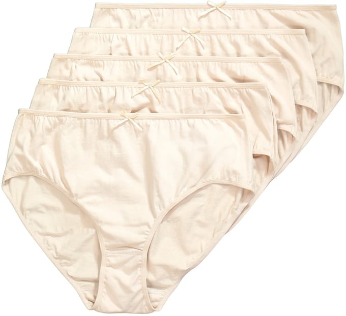 Ulla Popken - Dames - Midislips set van 5 effen - Beige - Maat 42+