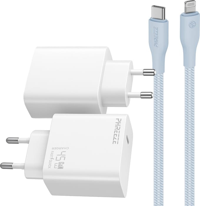 Phreeze usb C oplader geschikt voor iPhone en iPad met Lightning kabel - Power Delivery snellader met kabel