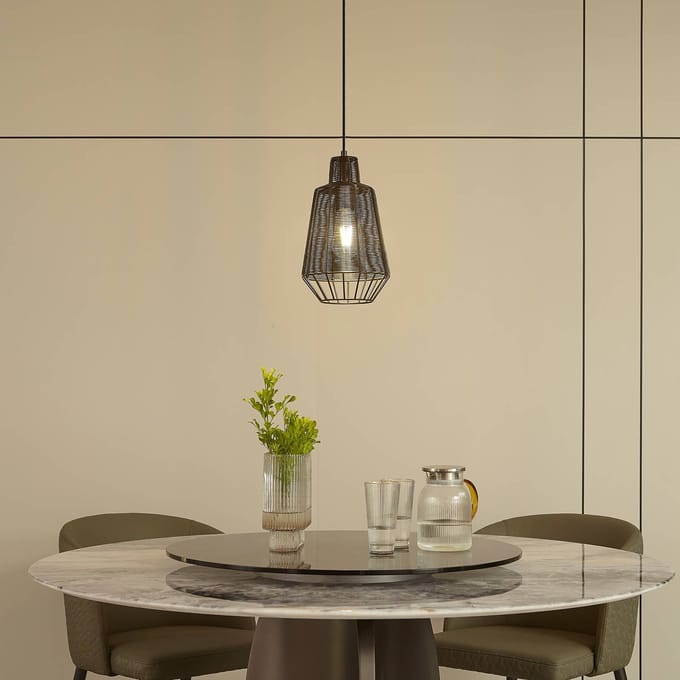 Lucande - hanglamp - 1licht - Aluminium, ijzer - H: 34.5 cm - E27 - zwart