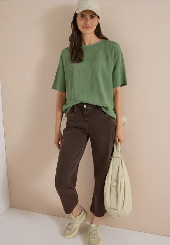 Blouse met afhangende schouders in effen kleur