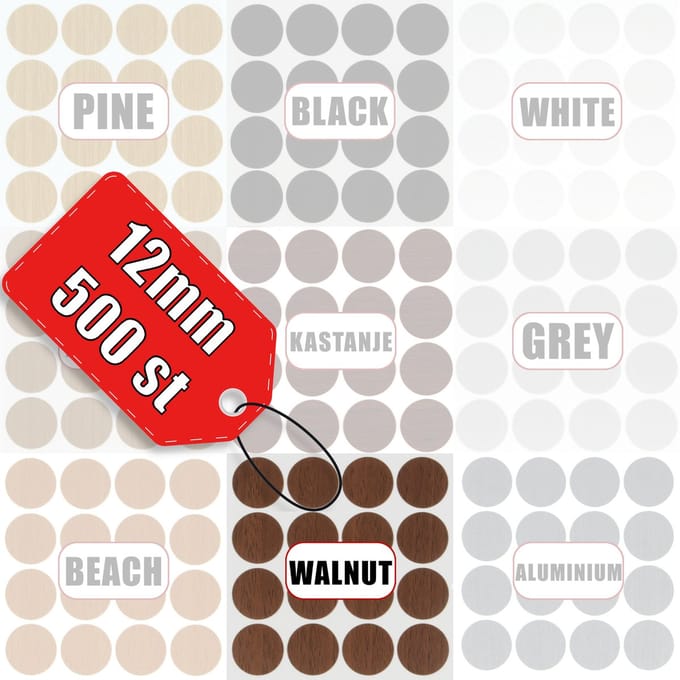 AMIG Afdekdopjes Walnoot 12mm Zelfklevend PVC Professioneel - 500 Stuks
