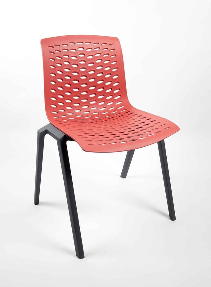 Kantinestoel Flex Frame Antraciet Zitting Rood