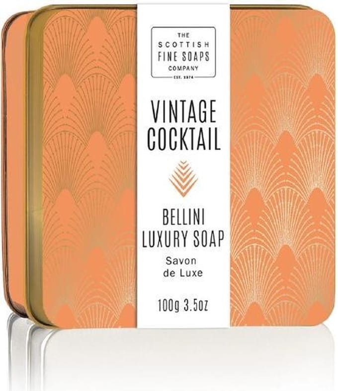 Scottish Fine Soaps Soap In A Tin Vintage Cocktail Bellini Zeep 100gr handzeep
