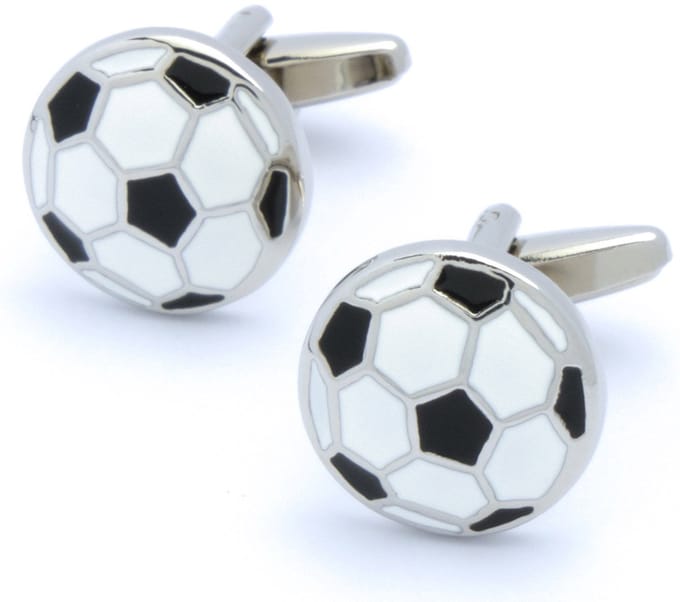 Manchetknopen - Voetballen Plat met Zwart en Wit Emaille