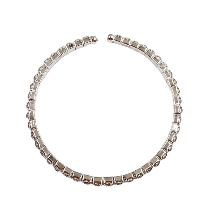 Bruiloft Accessoires, Bruids Accessoires Volledig Diamant Open Elastisch Armband, Klauwketting Diamant Armband white