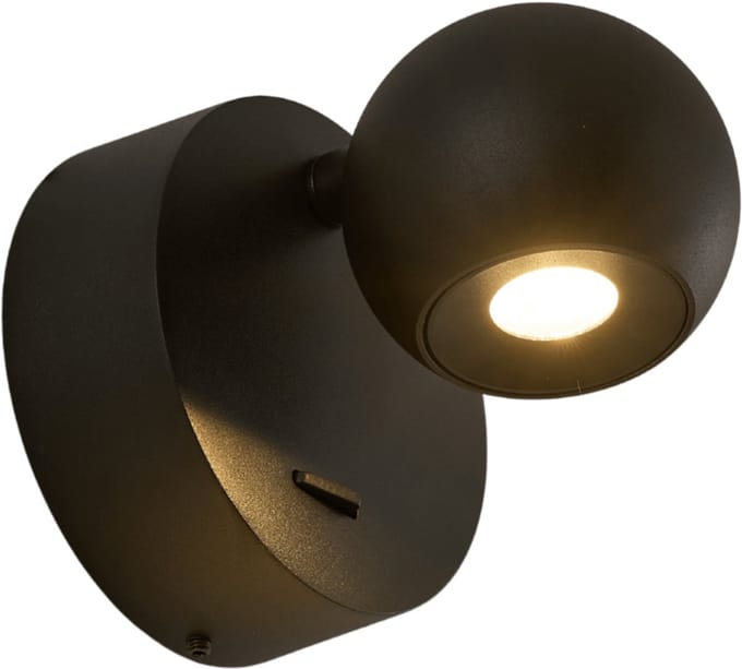 Kosilum - Loën - Wandlamp - Zwart - Aluminium