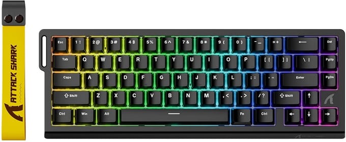 Attack Shark X68 HE Gaming Toetsenbord, Hall Effect, Compact 66 Toetsen - Zwart