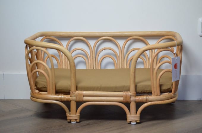 Château Rustique - Rotan hondenbed Bowie met kussen - maat S - 60x40x30 cm