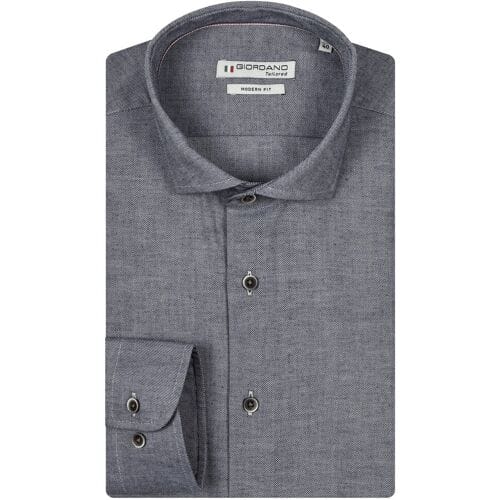 Giordano Overhemd Row Melange Two Tone Twill Dark Navy / male