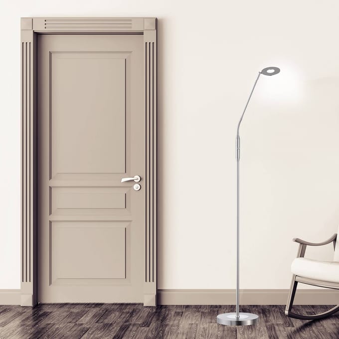 Fischer & Honsel Dent - Vloerlamp - hoogte 150 cm - LED 6 W - 3 kleurtemperaturen - Dimbaar - Chroom