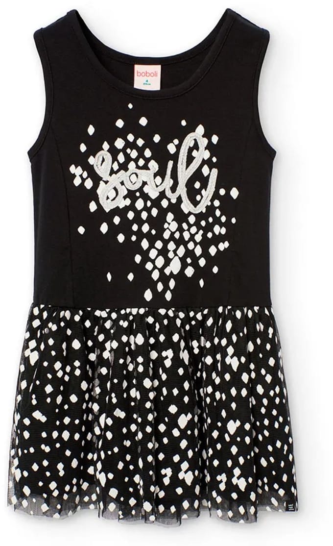 Boboli Combined Mouwloze Jurk Zwart 6 Years Meisje