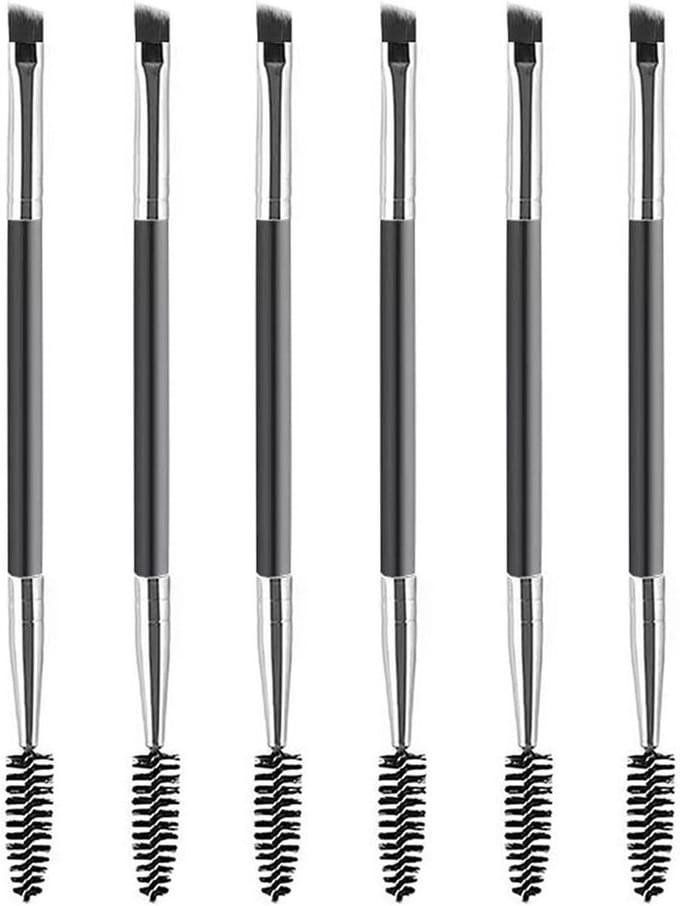 Set van 6 Dubbele Oogschaduwkwasten, Professionele Make-up Tools, Draagbare Schoonheidsaccessoires voor Nauwkeurige Oogmake-up