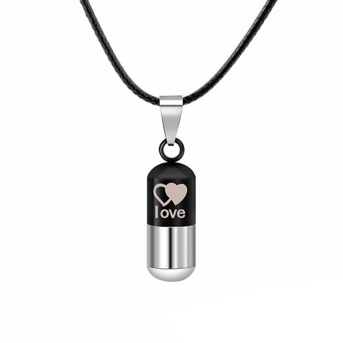 Fako Bijoux® - Ketting Ashanger / Assieraad - Love - Zwart
