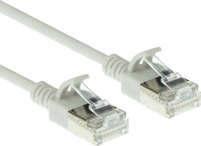 ACT Grijze 10 meter LSZH U/FTP CAT6A datacenter slimline patchkabel snagless met RJ45 connectoren DC7010