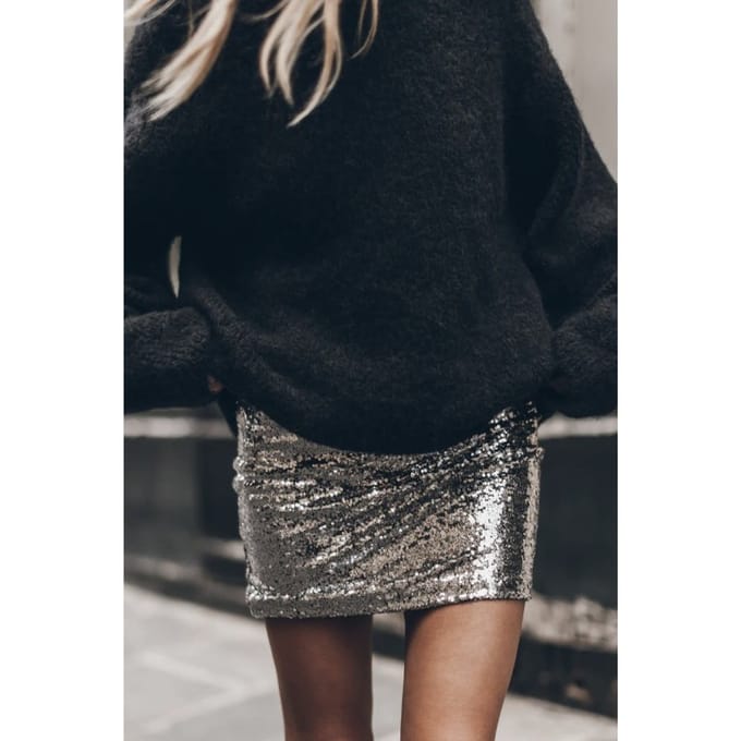 Mikuta The Dark Mini Sequin Skirt Dark Silver Größe: S | Miniröcke Outlet | Damen | Grau