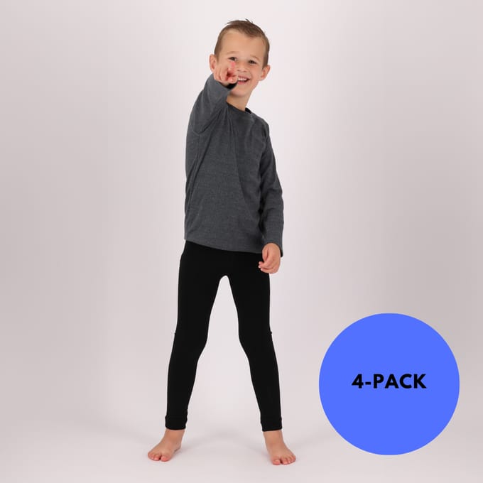 Heatkeeper - Thermolegging kind - Zwart - Maat 128/134 - 4-Pack - Thermokleding kinderen