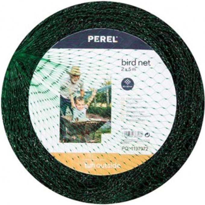 Perel Vogelnet, polyester, maaswijdte 2 cm², 2 x 5 m, groen