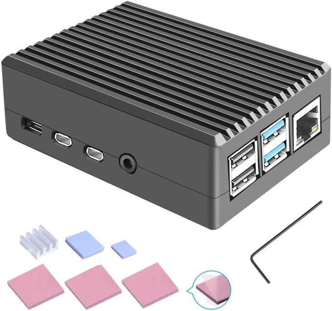 Raspberry Pi 4 Behuizing Met Koellichaam - Aluminium Behuizing Voor Pi 4 Model B