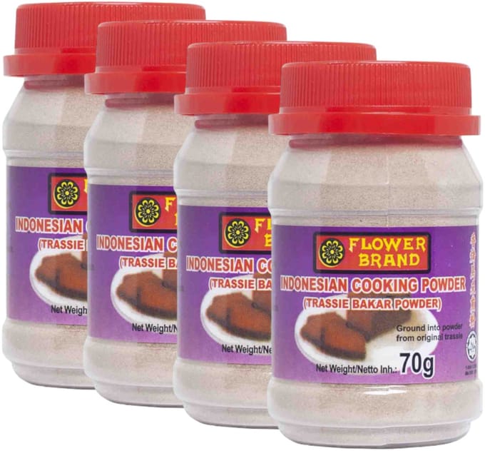Flowerbrand® | 4 x 70g Trassie Bakar Poeder | Indonesische keuken | Rijsttafel