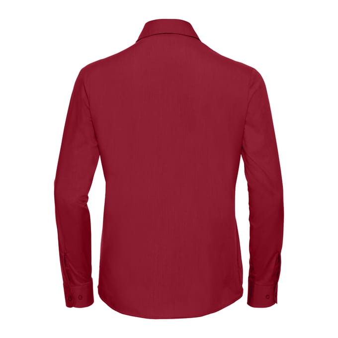 Russell Collection Dames/Dames Poplin Easy-Care Overhemd met Lange Mouwen (Klassiek rood)