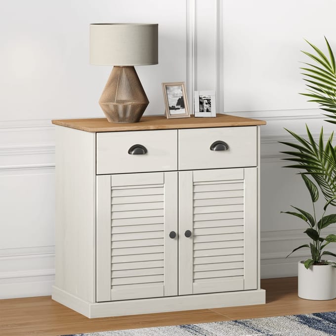 vidaXL - Dressoir - met - lades - VIGO - 78x40x75 - cm - massief - grenenhout - wit